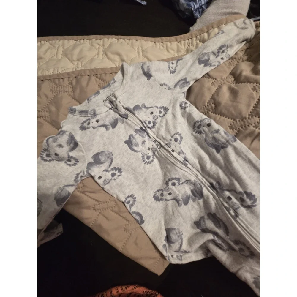 Sleeper/Blanket SET Carter's 9M Gray/Blue  Animal Print Zip 017